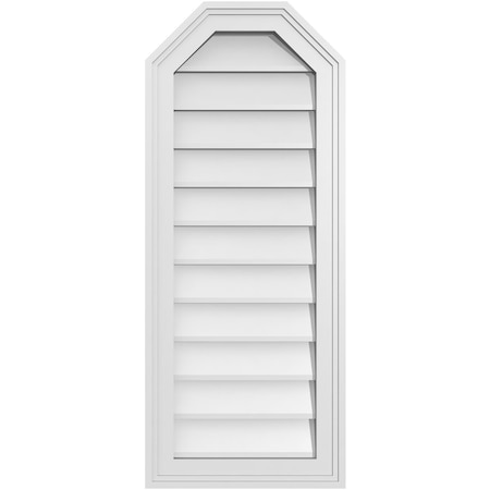 Ekena Millwork Octagonal Top Surface Mount PVC Gable Vent w/ 2"W x 1-1/2"P Brickmould Frame, 14"W x 34"H GVPOT14X3402SN
